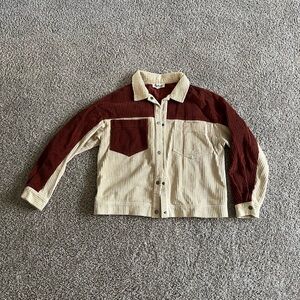 Listicle Corduroy Jacket in Cream and Rust size small women’s